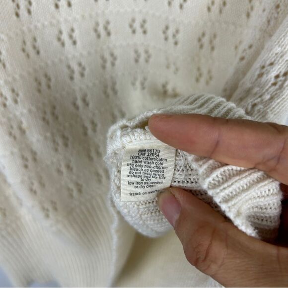 Anthropologie pins and needles Cream hallow Knit Sweater size M - Picture 4 of 5